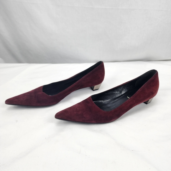 Prada Burgandy Suede Pointed Toe Pumps  Prada Size 38.5 US 8.5 made in Italy! - Picture 8 of 10